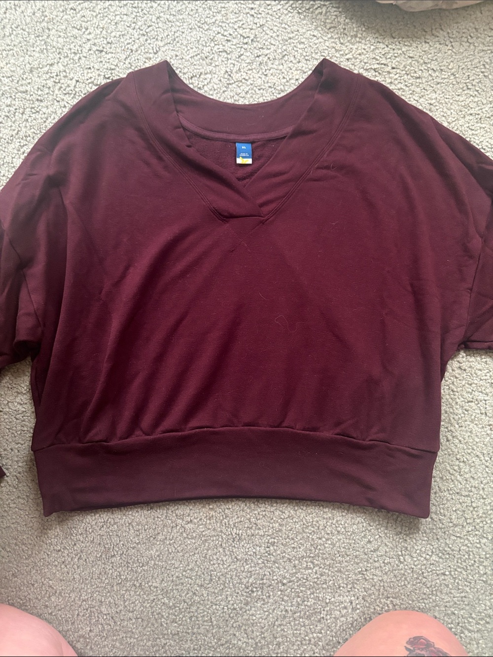 Puma Women's Burgundy V-Neck Cropped Pullover